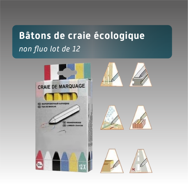 Lot de 12 Bâtons de Craie Écologique Non Fluo Biodégradable Temporaire